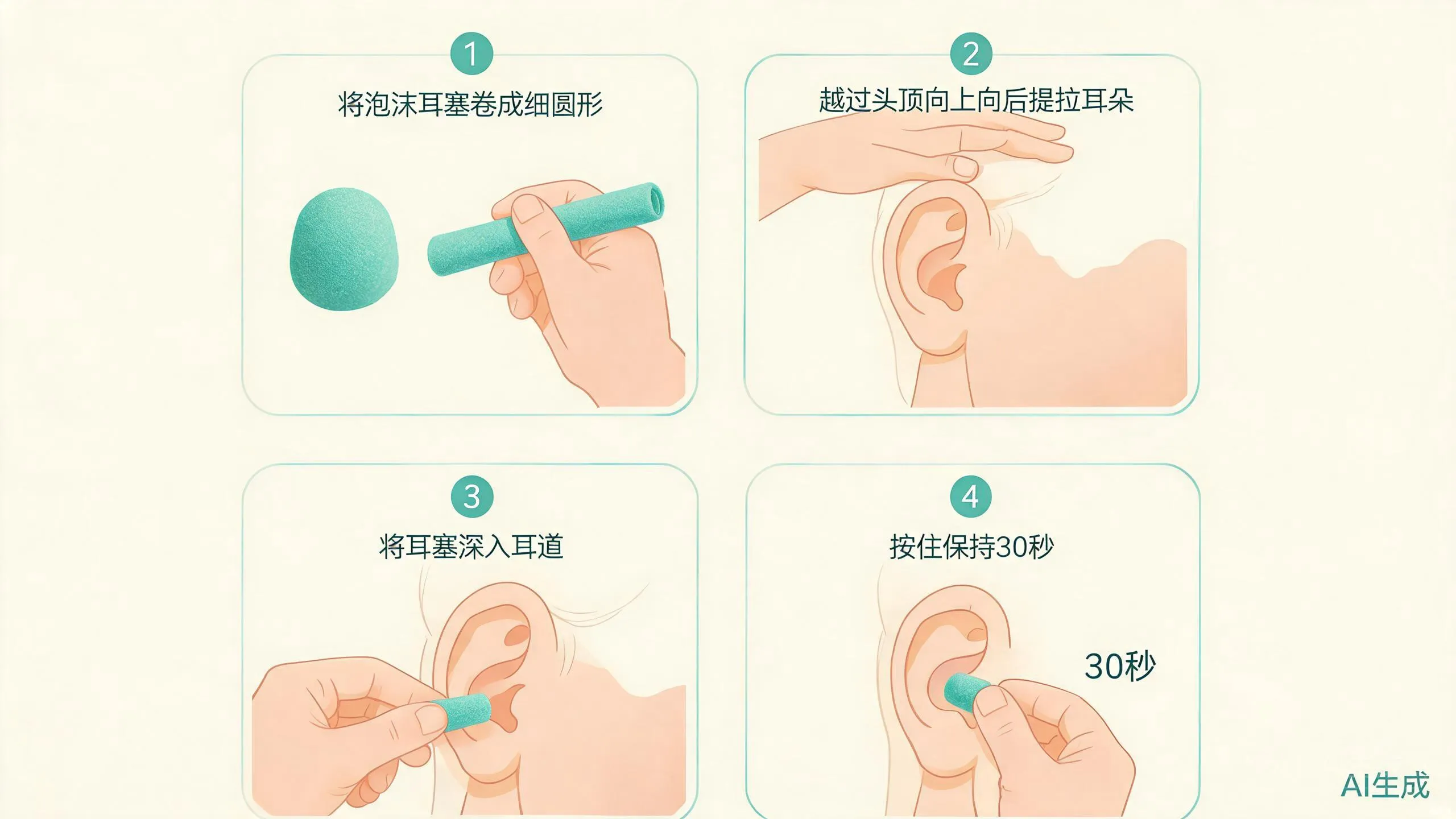 泡棉耳塞正确佩戴四步法